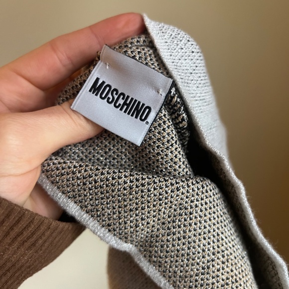 Moschino MADE IN ITALY Beanie Hat SILVER GLOW LUREX BEAR - Picture 4 of 5